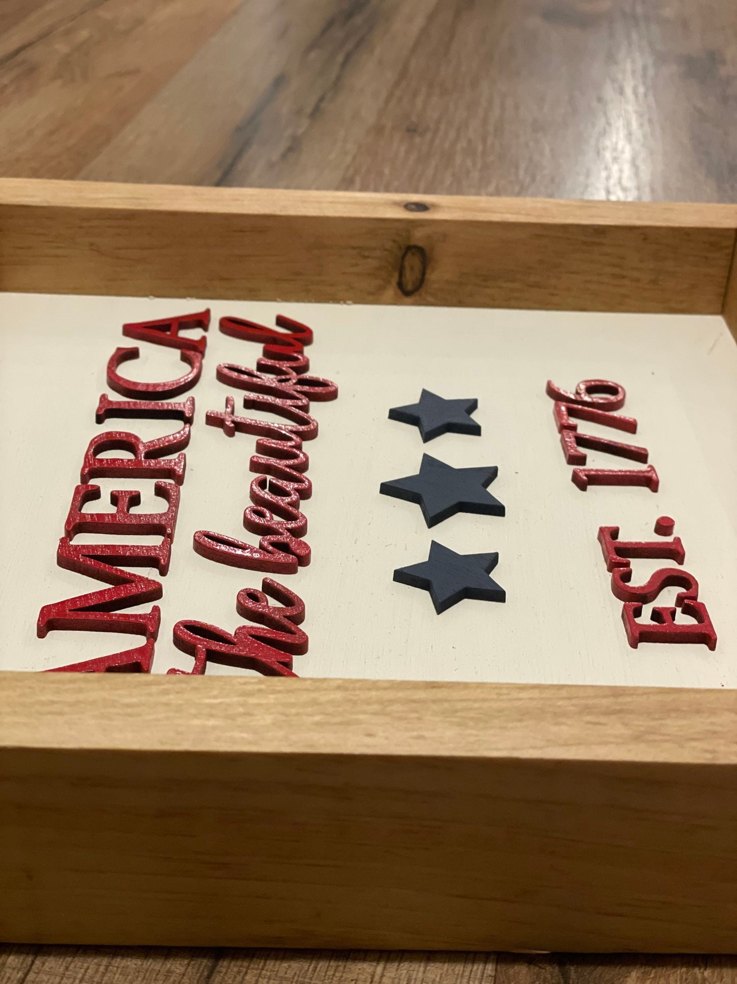 America the Beautiful Wall Sign | wood Decor | 3D Lettering | Handmade Square Sign| Patriotic Sign