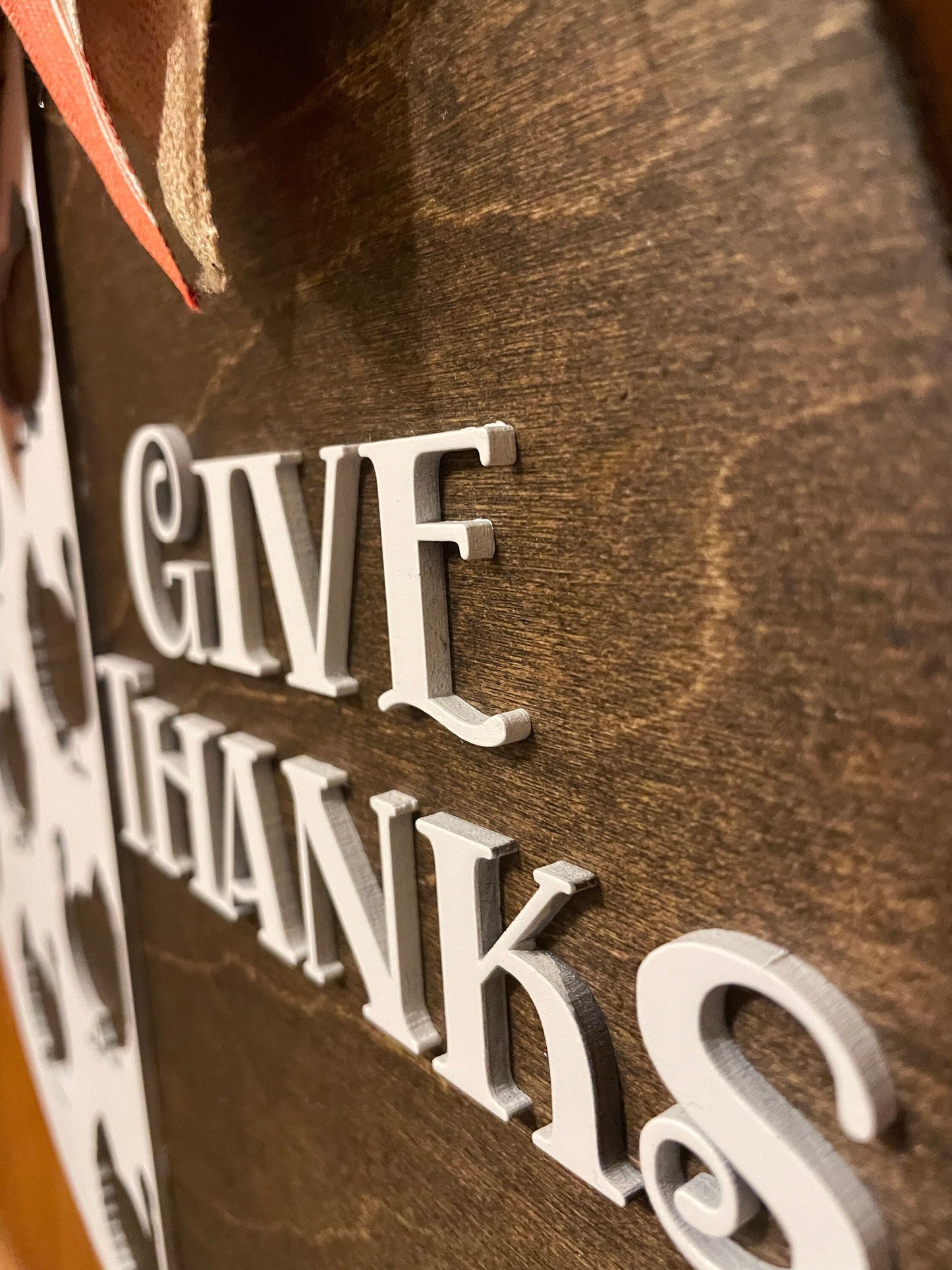Give Thanks Turkey Front Door Decor |Fall Door Hanger | 3D Lettering | Round Wood Give Thanks Sign | Thanksgiving Decor | Wood Wreath
