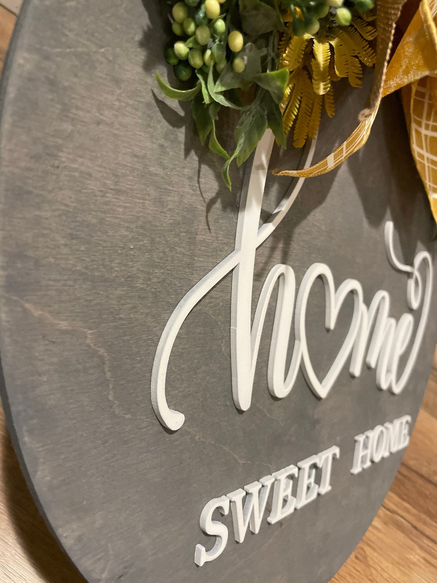 Home Sweet Home Door Hanger | 3D Lettering | Round Wood Welcome Sign | Year Round Decor | Farmhouse Decor | Front Door