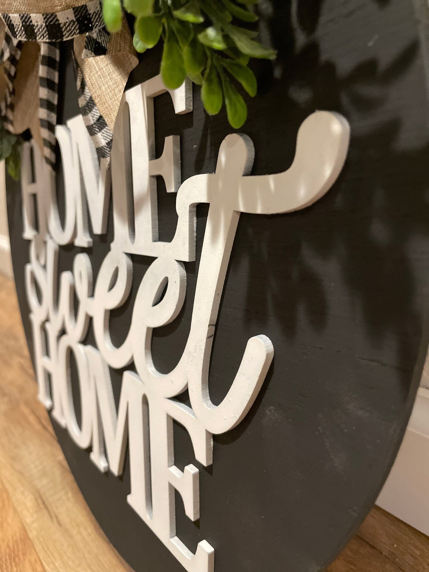 Front Door Round Sign| Home Sweet Home Door Hanger | 3D Lettering | Round Wood Welcome Sign | Year Round Decor | Farmhouse Decor