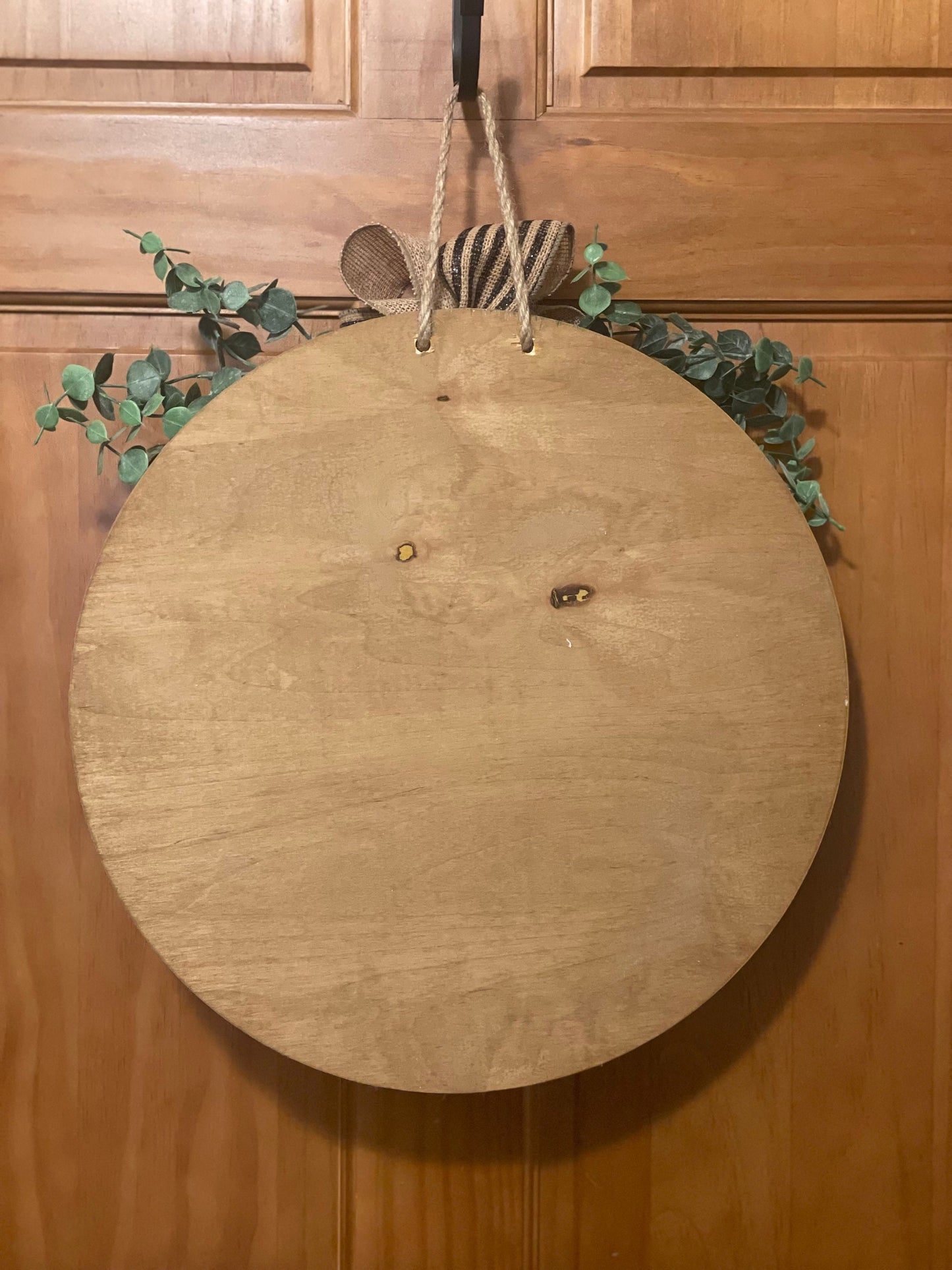 Hello Modern Front Door Decor | Hello Door Hanger | 3D Lettering | Round Wood Hello Sign | All Year Decor | Wood Hello Wreath
