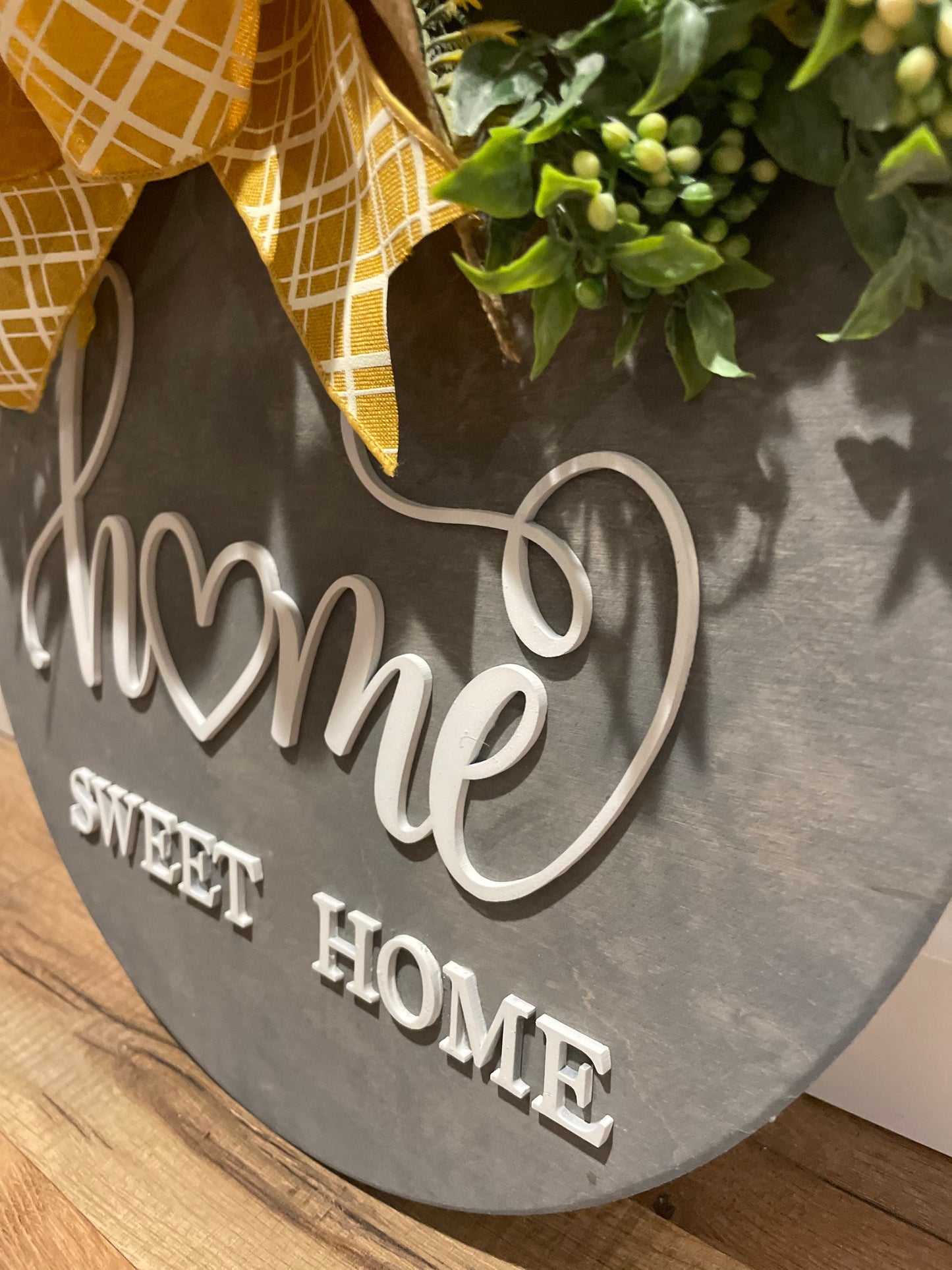 Home Sweet Home Door Hanger | 3D Lettering | Round Wood Welcome Sign | Year Round Decor | Farmhouse Decor | Front Door