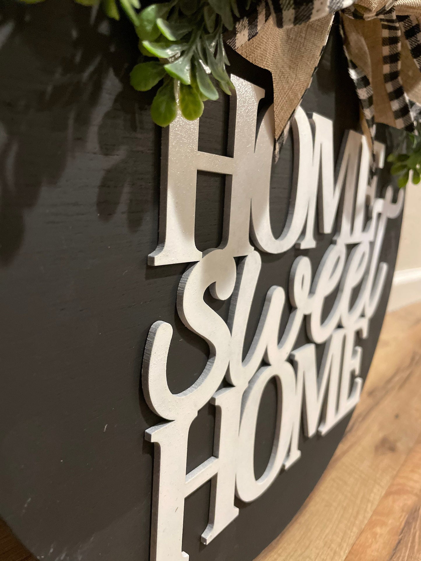Front Door Round Sign| Home Sweet Home Door Hanger | 3D Lettering | Round Wood Welcome Sign | Year Round Decor | Farmhouse Decor
