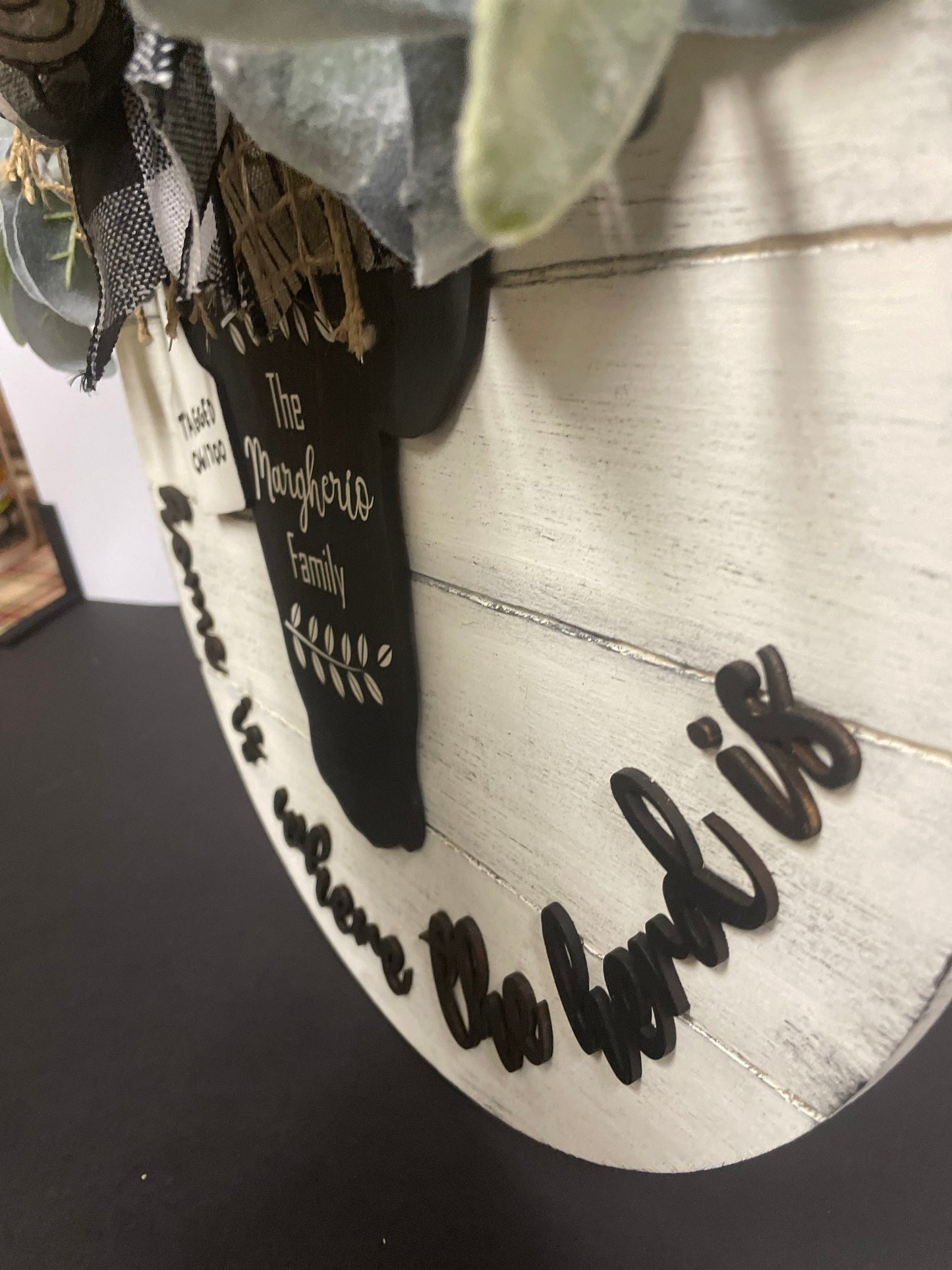 18” Round Home Is Where the Herd Is Door Hanger | Cow Sign | Cow Door Hanger | Farmhouse Shiplap Sign