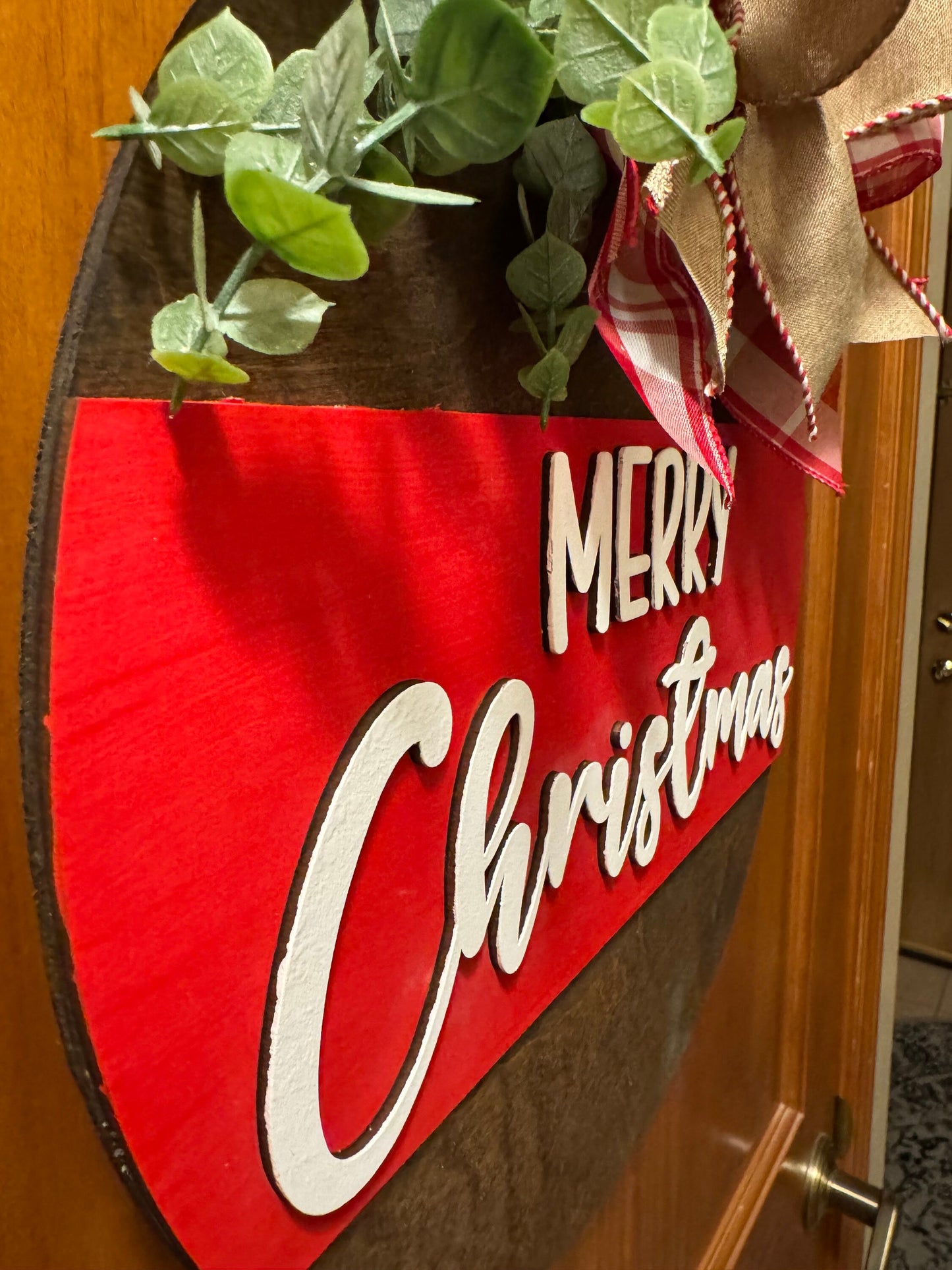 Merry Christmas Door Hanger| Front Door Decor| Wood Door Hanger| Christmas Door Wreath