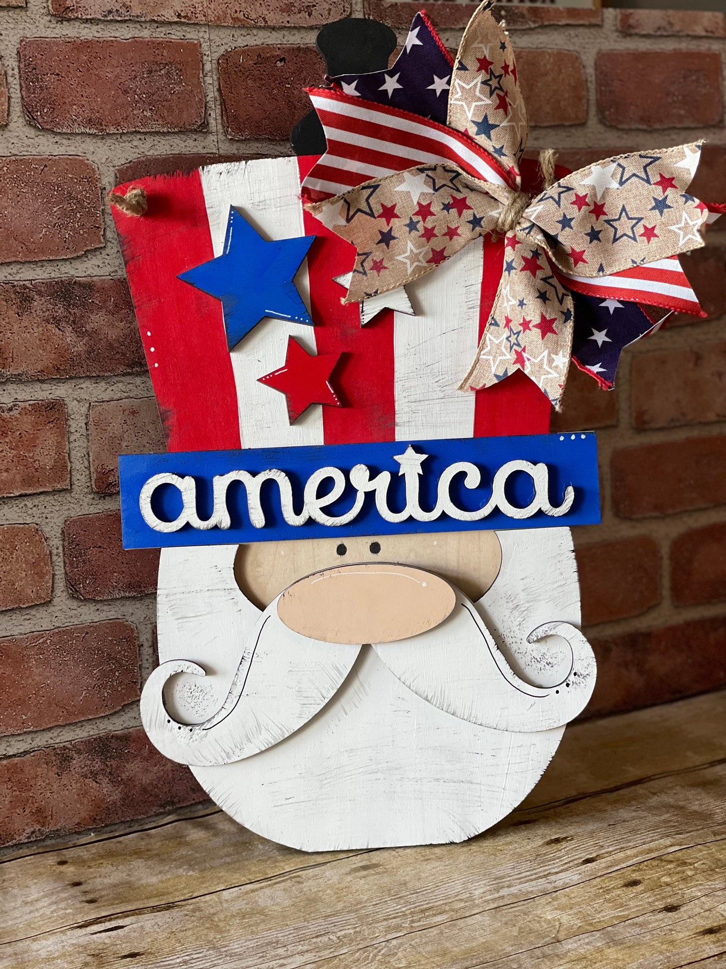Uncle Sam Door Hanger | Fourth of July Decor | Summer Wood Door Sign | Americana Decor | Patriotic Door Hanger