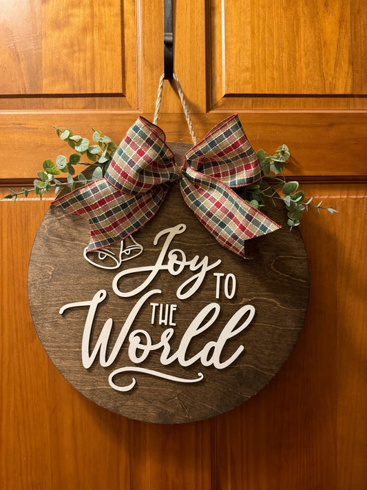 Joy To The World Door Hanger| Front Door Decor| Wood Door Hanger| Christmas Door Wreath