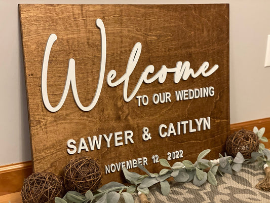 Welcome Wedding Sign | 3D Wedding Sign | Wedding Decor | Rustic Wedding Decor