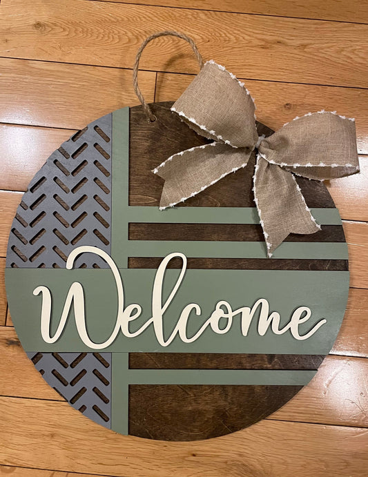 Welcome Front Door Decor | Welcome Door Hanger | 3D Lettering | Round Wood Welcome Sign | Year Round Decor | Farmhouse Decor