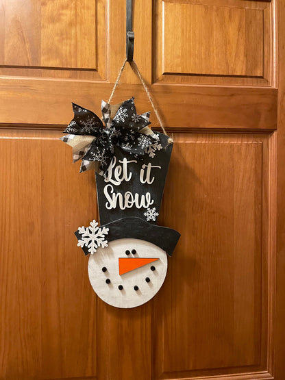 Let It Snow Snowman Door Hanger | Welcome Door Hanger | Winter Front Door Decor | Snowman Cutout | Snowman Wreath
