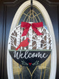 Cardinal Front Door Decor | Welcome Door Hanger | 3D Lettering | Round Wood Welcome Sign | Cardinal Decor | Winter Wreath