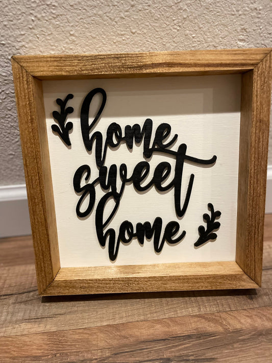 Home Sweet Home Wall Sign | wood Decor | 3D Lettering | Handmade Square Sign
