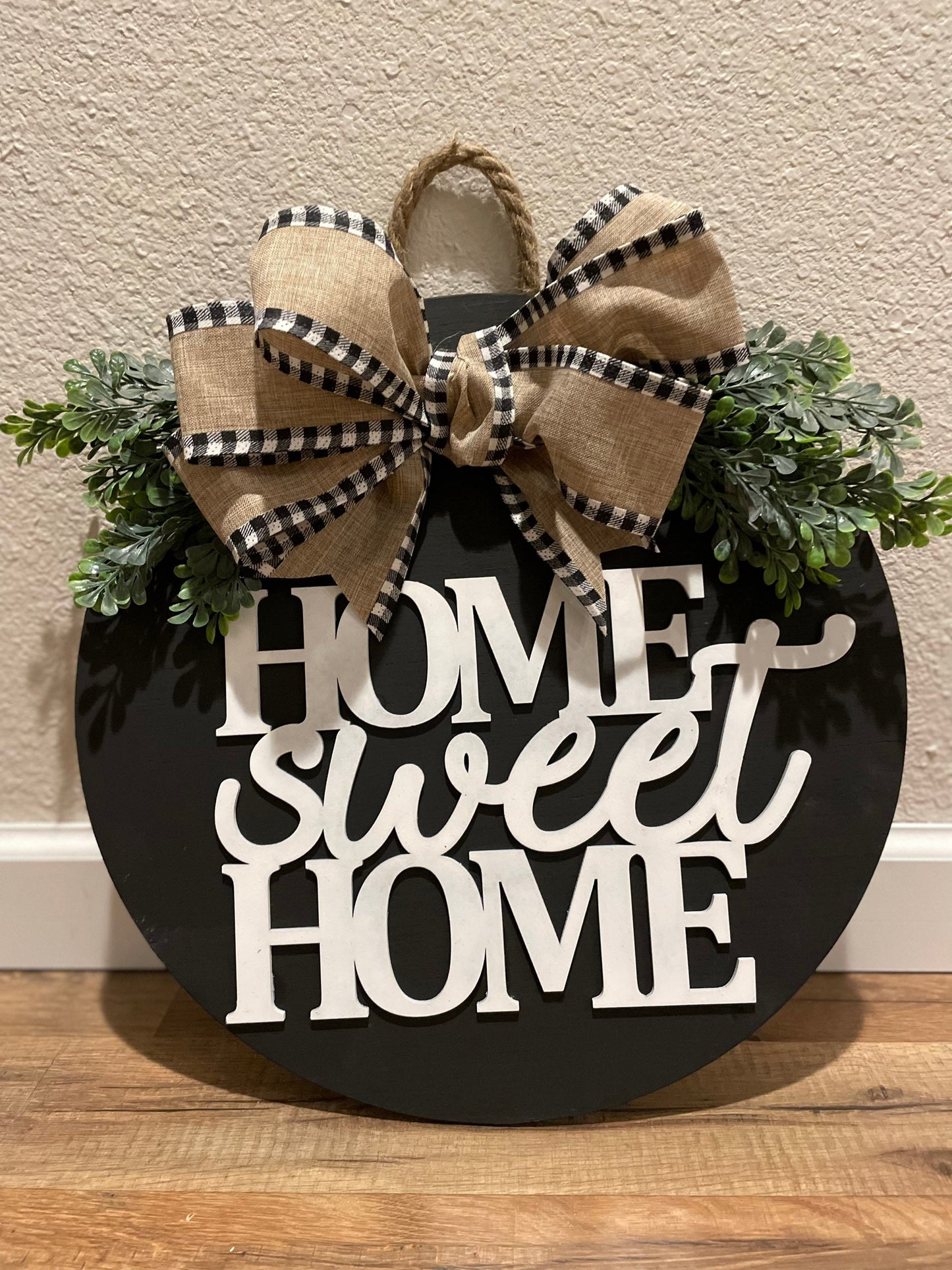 Front Door Round Sign| Home Sweet Home Door Hanger | 3D Lettering | Round Wood Welcome Sign | Year Round Decor | Farmhouse Decor
