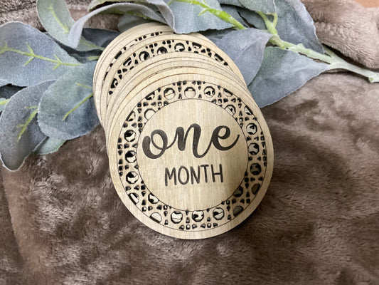Rattan Baby Monthly Milestone Markers, Wood Milestone Markers, Baby Photo Props, Baby Milestone Discs, Monthly Signs