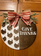 Give Thanks Turkey Front Door Decor |Fall Door Hanger | 3D Lettering | Round Wood Give Thanks Sign | Thanksgiving Decor | Wood Wreath