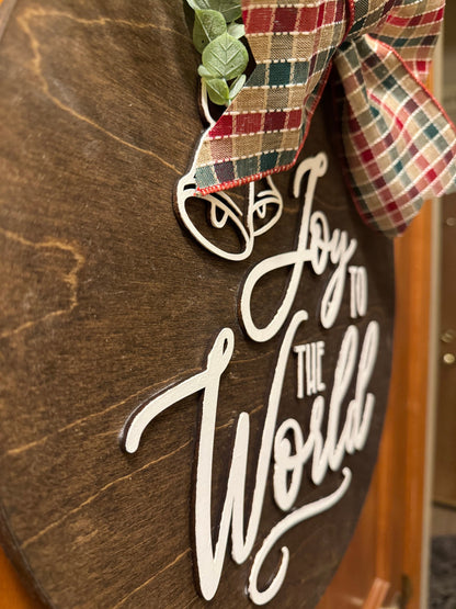Joy To The World Door Hanger| Front Door Decor| Wood Door Hanger| Christmas Door Wreath