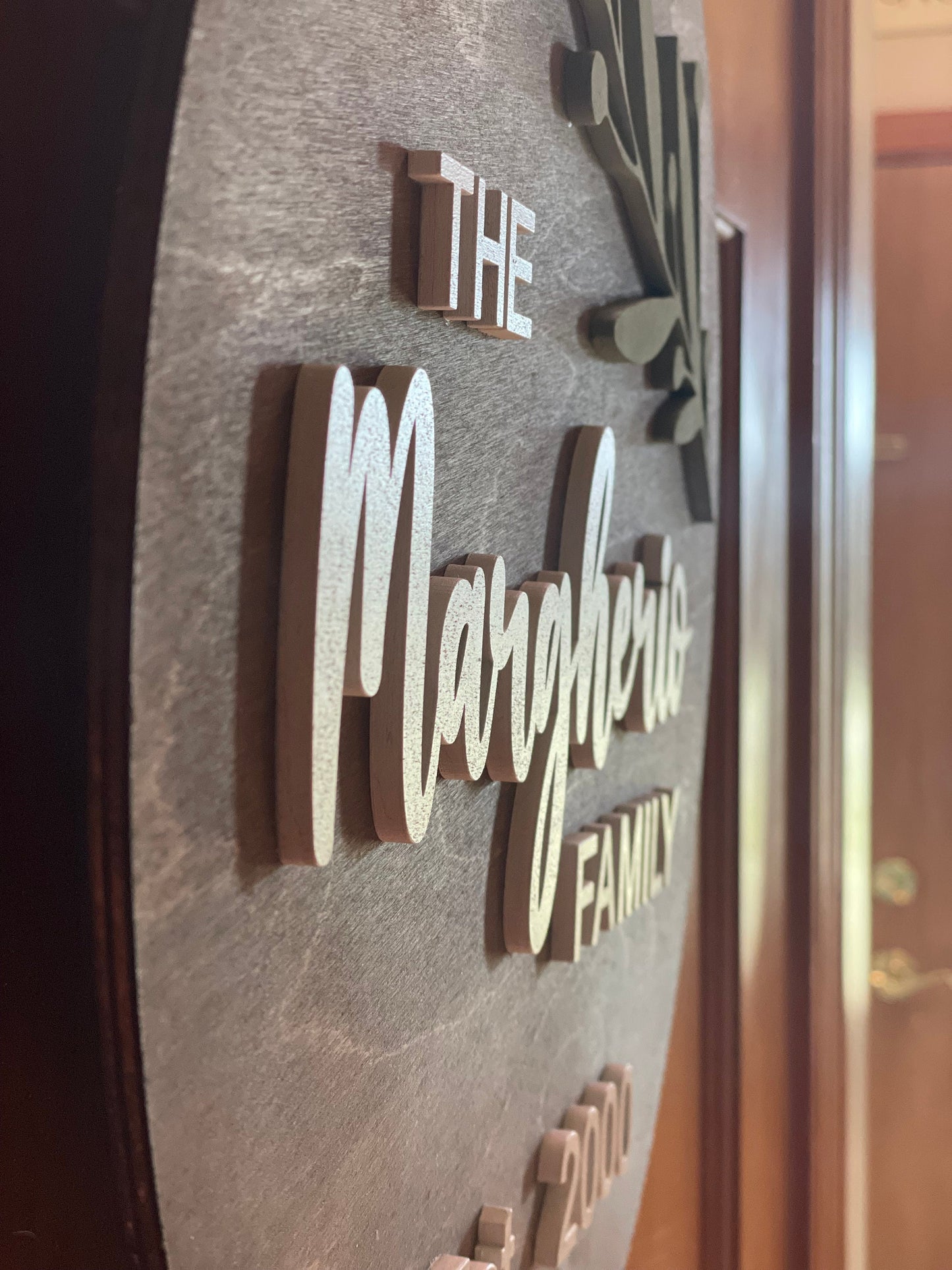Round Family Name Door Hanger | 3D Name Sign | Front Door Decor | Custom Name Sign