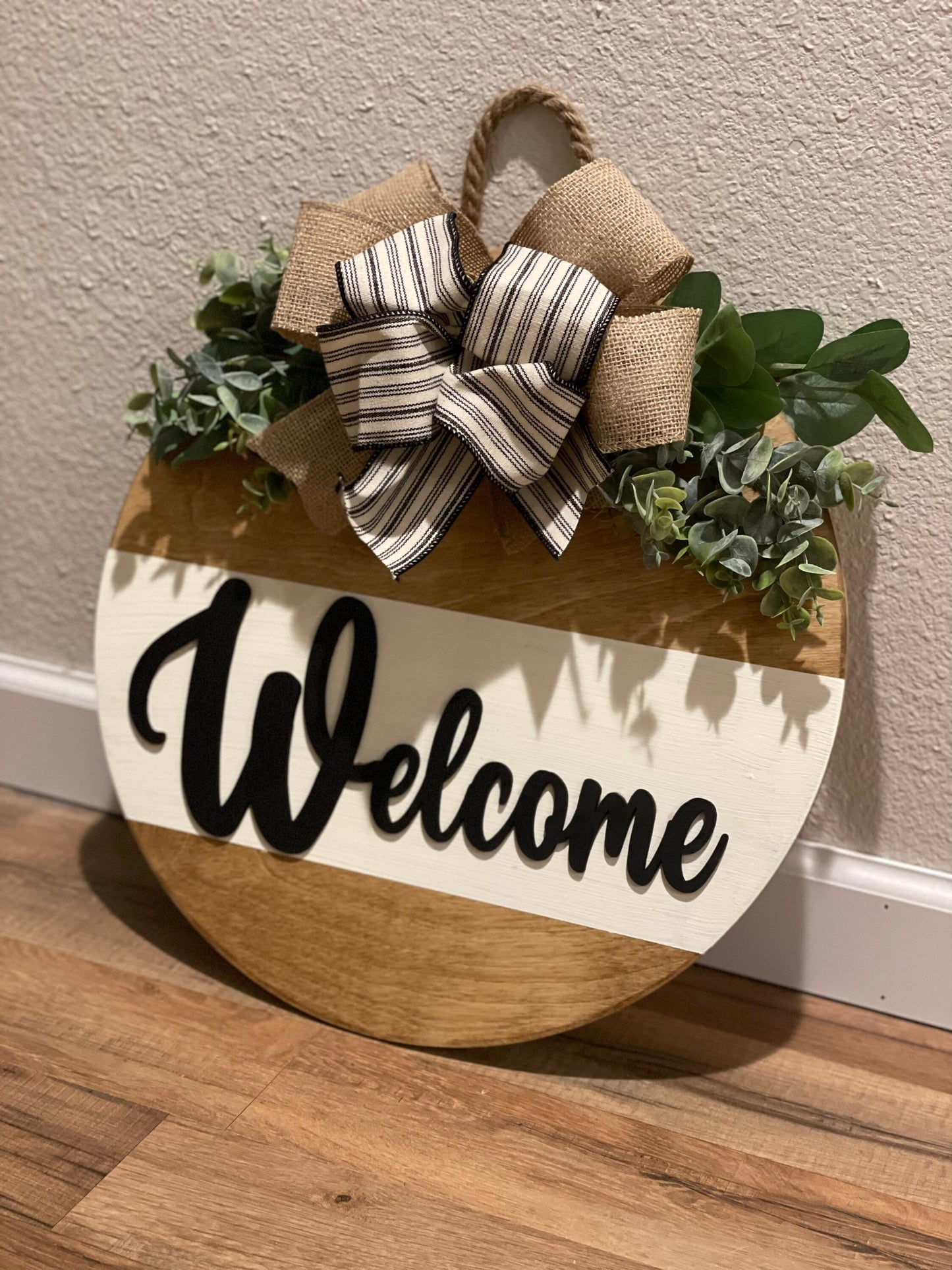 Front Door Decor | Welcome Door Hanger | 3D Lettering | Round Wood Welcome Sign | Year Round Decor | Farmhouse Decor