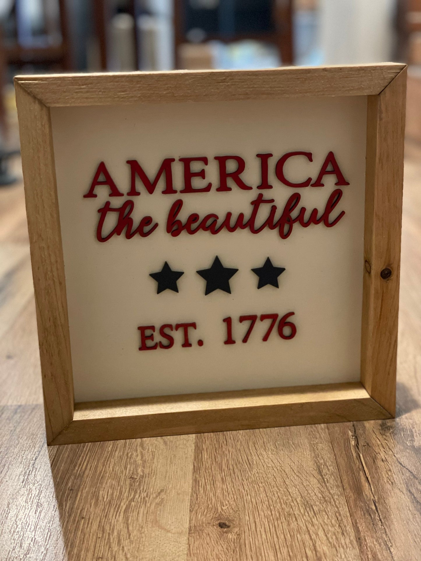 America the Beautiful Wall Sign | wood Decor | 3D Lettering | Handmade Square Sign| Patriotic Sign