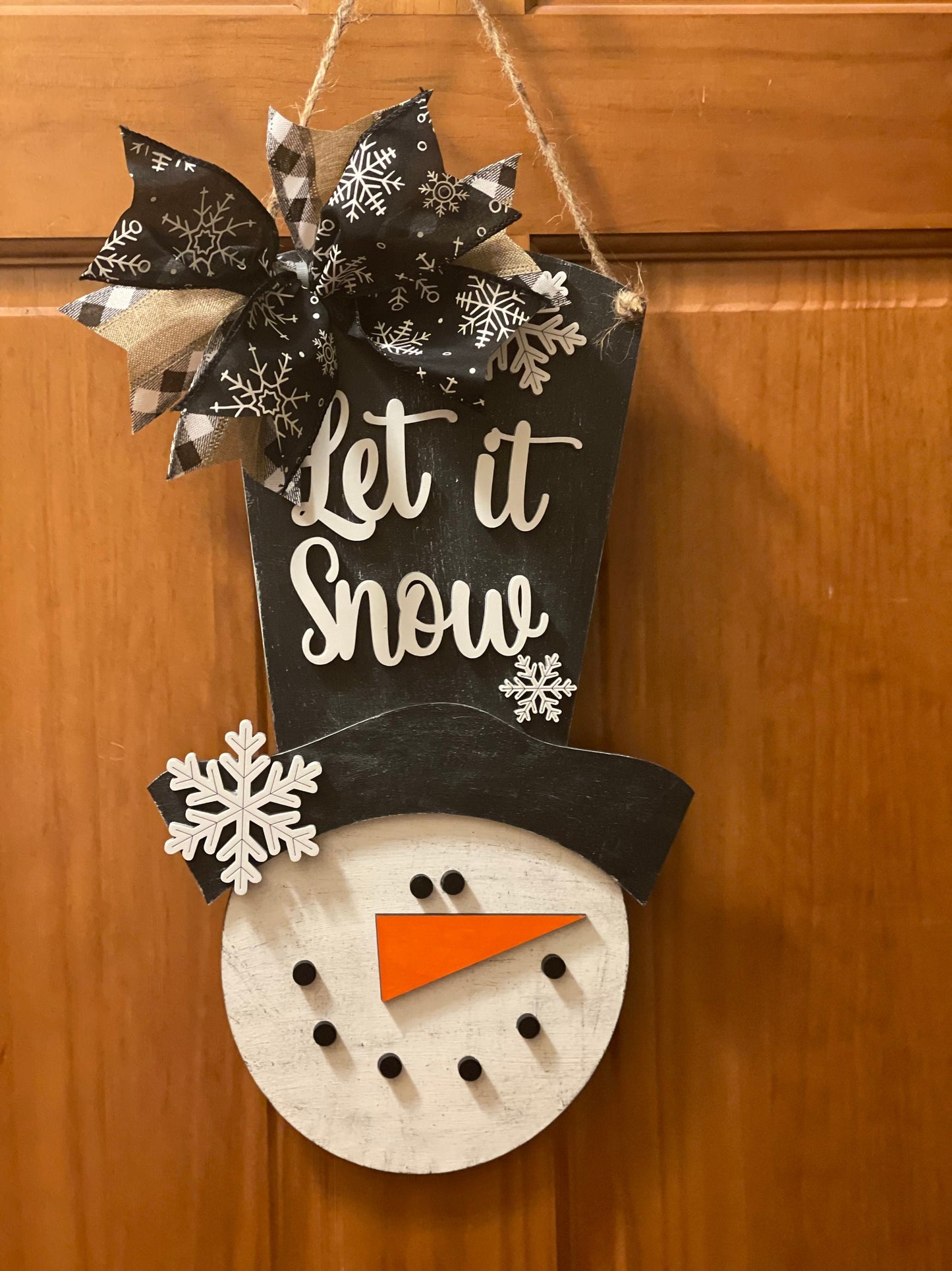Let It Snow Snowman Door Hanger | Welcome Door Hanger | Winter Front Door Decor | Snowman Cutout | Snowman Wreath
