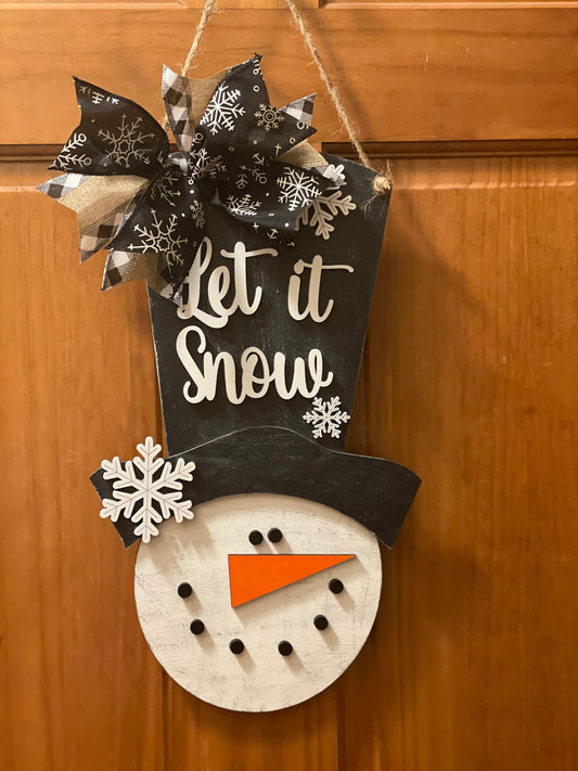 Let It Snow Snowman Door Hanger | Welcome Door Hanger | Winter Front Door Decor | Snowman Cutout | Snowman Wreath
