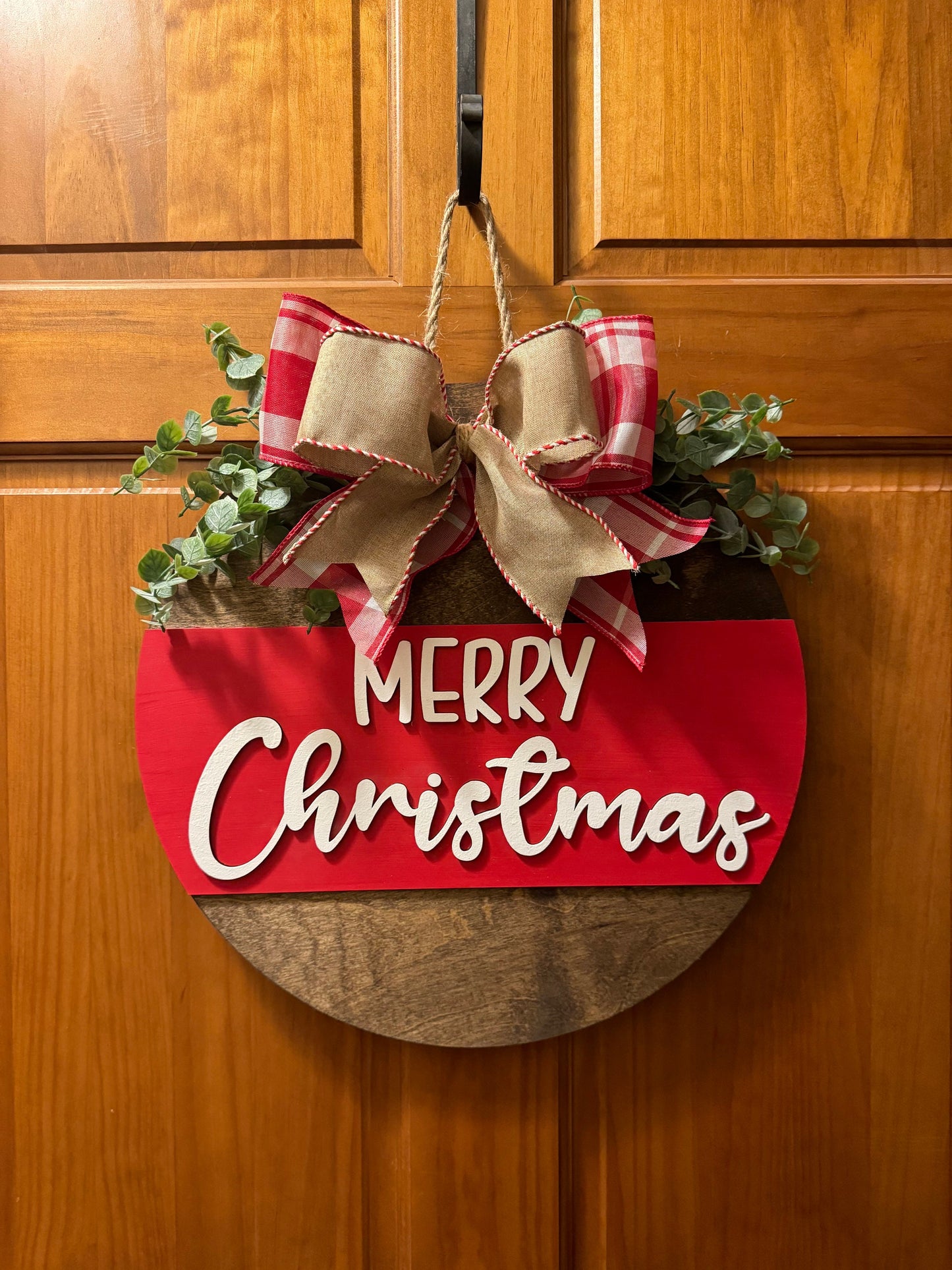 Merry Christmas Door Hanger| Front Door Decor| Wood Door Hanger| Christmas Door Wreath