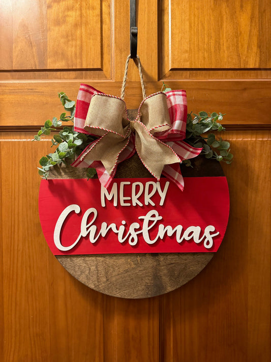 Merry Christmas Door Hanger| Front Door Decor| Wood Door Hanger| Christmas Door Wreath
