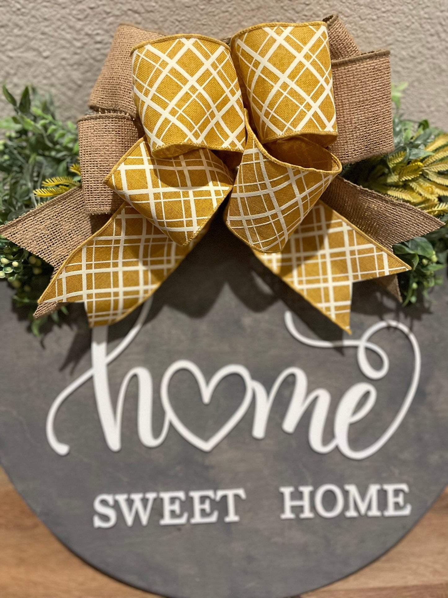 Home Sweet Home Door Hanger | 3D Lettering | Round Wood Welcome Sign | Year Round Decor | Farmhouse Decor | Front Door
