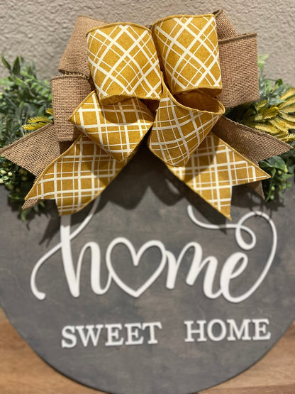 Home Sweet Home Door Hanger | 3D Lettering | Round Wood Welcome Sign | Year Round Decor | Farmhouse Decor | Front Door