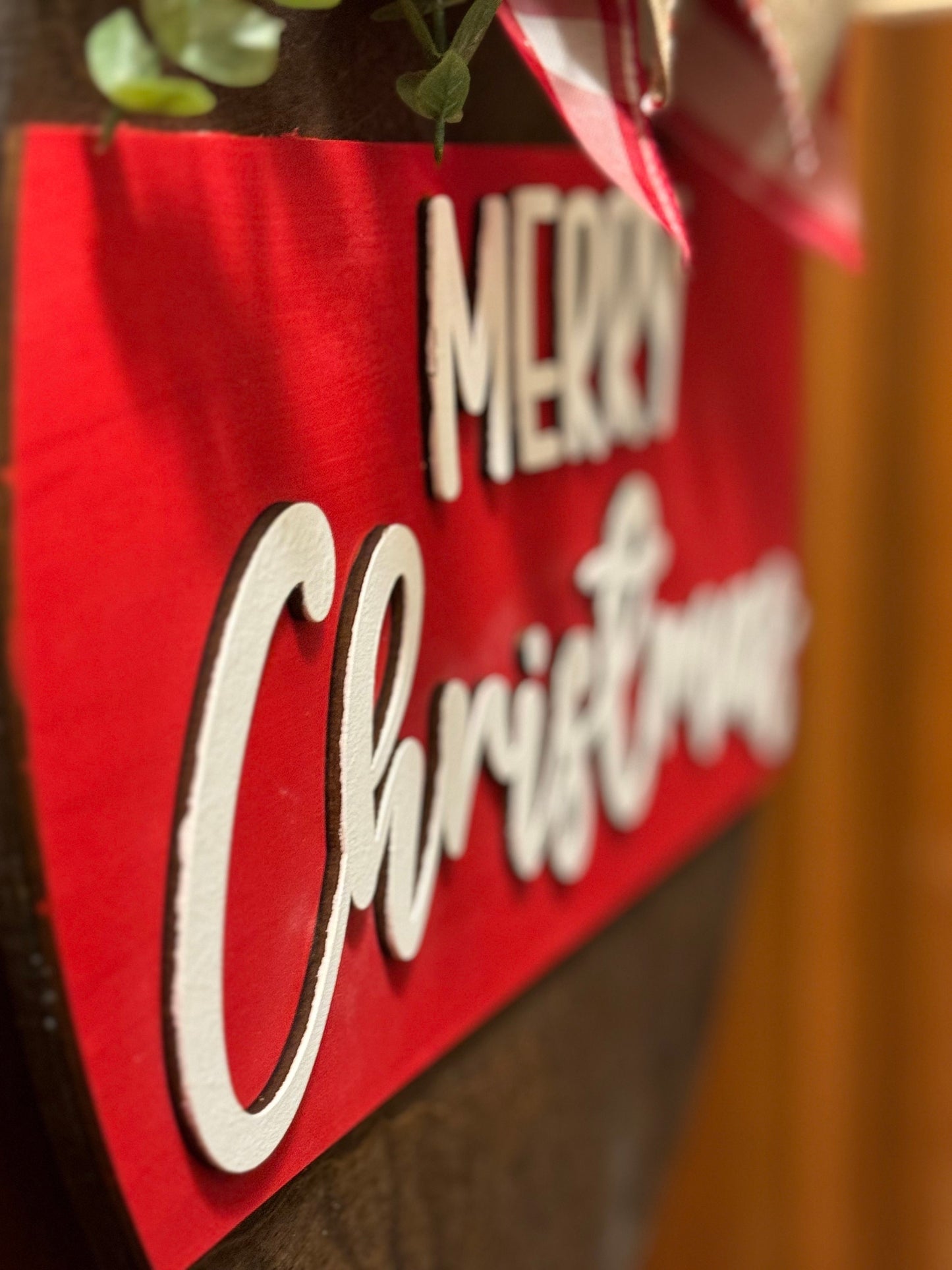 Merry Christmas Door Hanger| Front Door Decor| Wood Door Hanger| Christmas Door Wreath