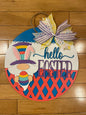 Happy Easter Gnome Front Door Decor | Welcome Door Hanger | 3D Lettering | Round Wood Welcome Sign |  Gnome Round Sign | Door Wreath
