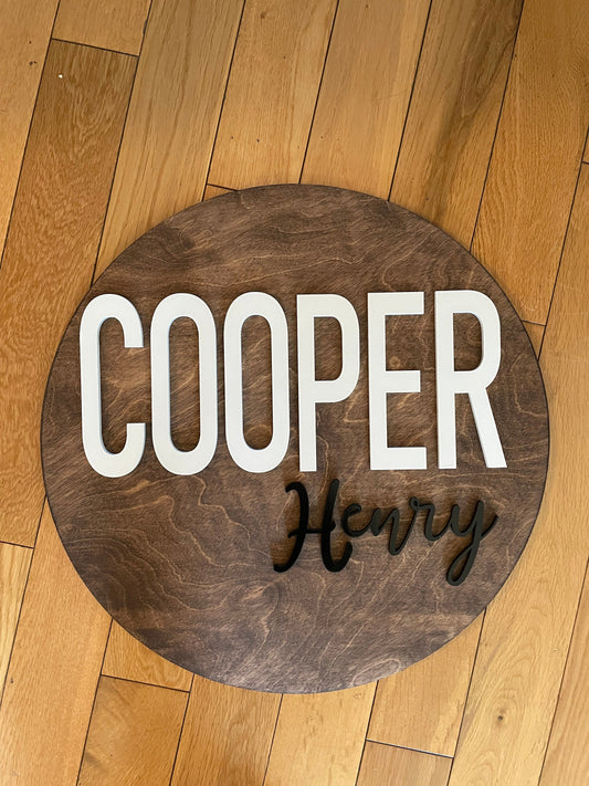 Modern Nursery Name Sign | 3D Custom Name Sign | Round Wood Sign | Nursery Decor | Personalized Nursery Sign | Nursery Wall Hanger
