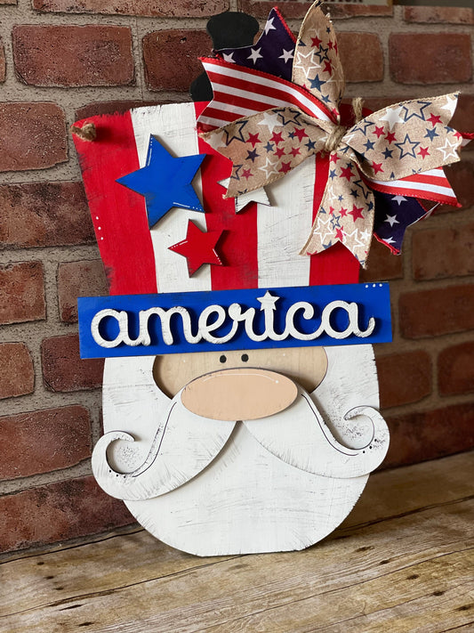 Uncle Sam Door Hanger | Fourth of July Decor | Summer Wood Door Sign | Americana Decor | Patriotic Door Hanger
