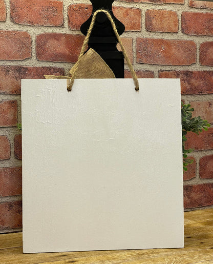 Hello Square Farmhouse Door Hanger | Farmhouse Decor| | Front Door Decor | Rustic Wood Sign | Year Round Sign | Distressed Sign
