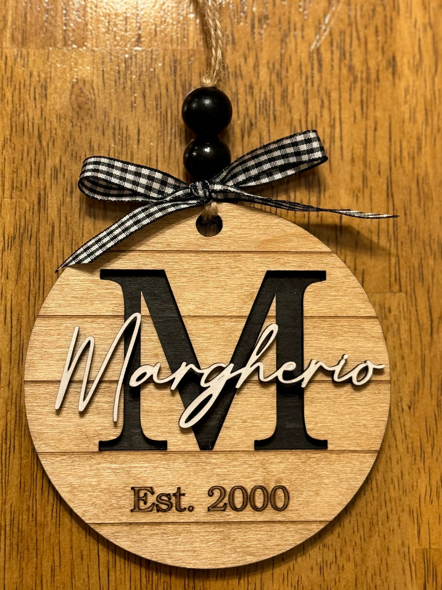 Personalized Family Name Ornament | Shiplap Farmhouse | Monogram | Initial | 2023 Christmas Ornament Custom