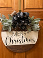 Christmas Door Hanger- Hand-painted- 16 inch round- Front Door Decor- Housewarming Gift