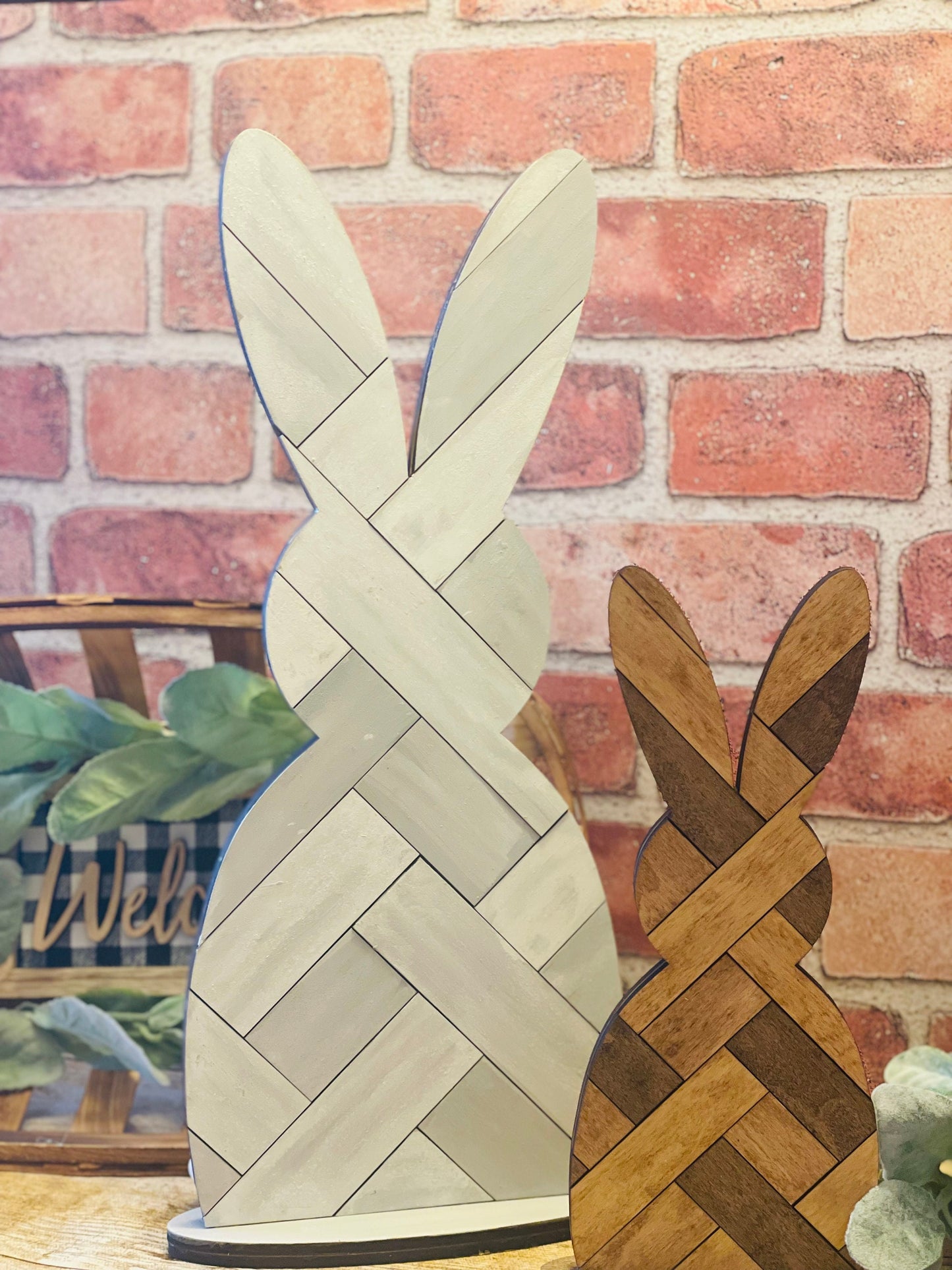 Pallet Wood Painted Bunny Shelf Sitter | Easter Shelf Sitter | Farmhouse Bunny Shelf Sitter Home Decor