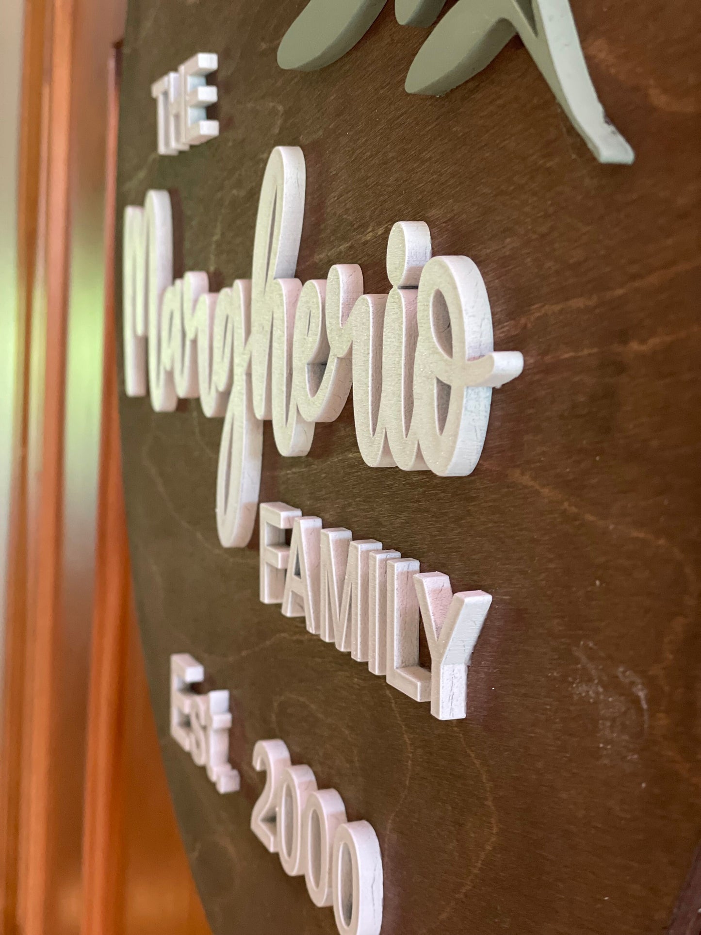 Round Family Name Door Hanger | 3D Name Sign | Front Door Decor | Custom Name Sign