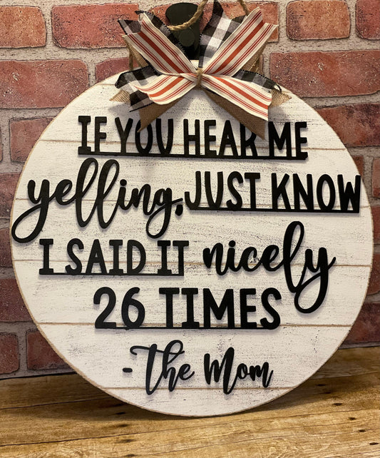 If You Hear Me Yelling Door Hanger | Front Door Decor| Shiplap Door Wreath| Funny Saying Welcome Sign |Farmhouse Hanger| Outdoor Decor|