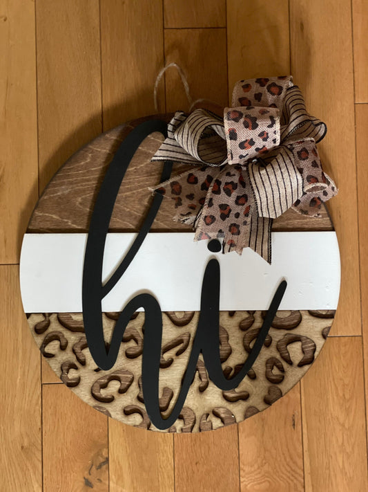Front Door Round Sign| Hi Door Hanger | 3D Lettering | Round Wood Welcome Sign | Year Round Decor | Farmhouse Decor