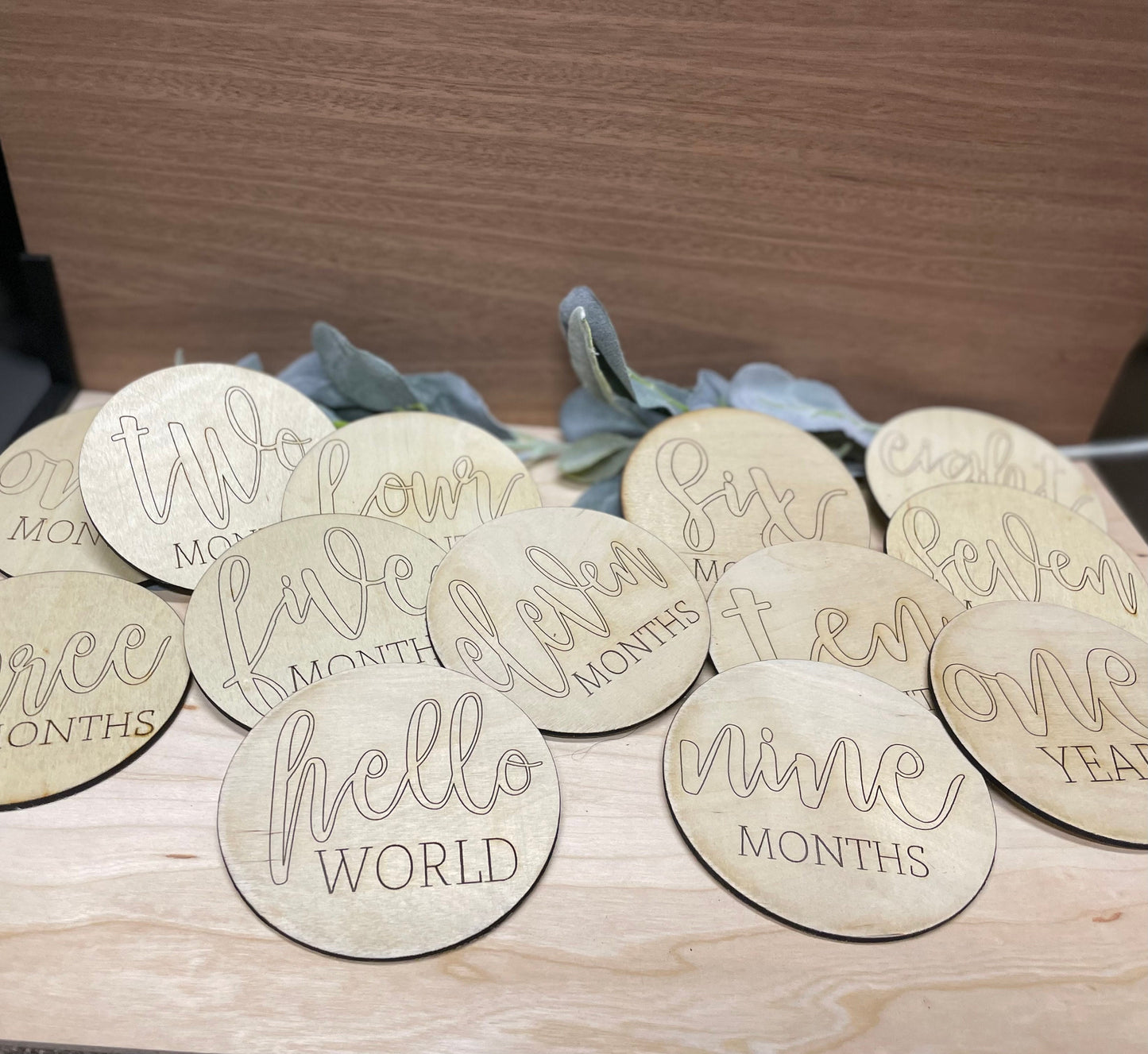 Baby Monthly Milestone Markers, Wood Milestone Markers, Baby Photo Props, Baby Milestone Discs, Monthly Signs