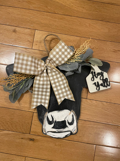 Farmhouse Cow Door Hanger | Cow Sign | Cow Door Hanger | Farmhouse Sign