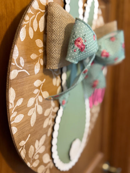 Easter Bunny Front Door Decor | Hi Door Hanger | 3D Lettering | Round Wood Welcome Sign | Bunny Round Sign | Spring Wreath